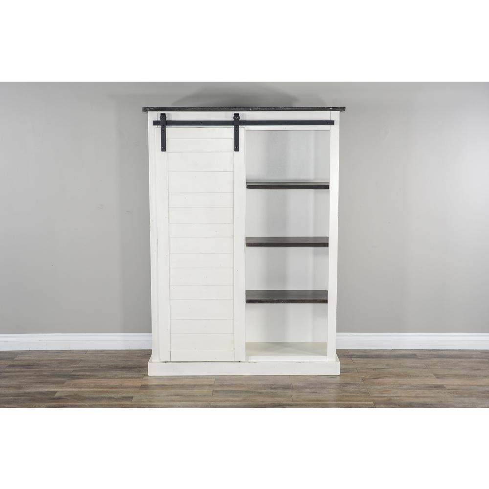 Sunny Designs 66" Adjustable Shelf Barn Door Wood Bookcase in White/Dark Brown. Picture 6