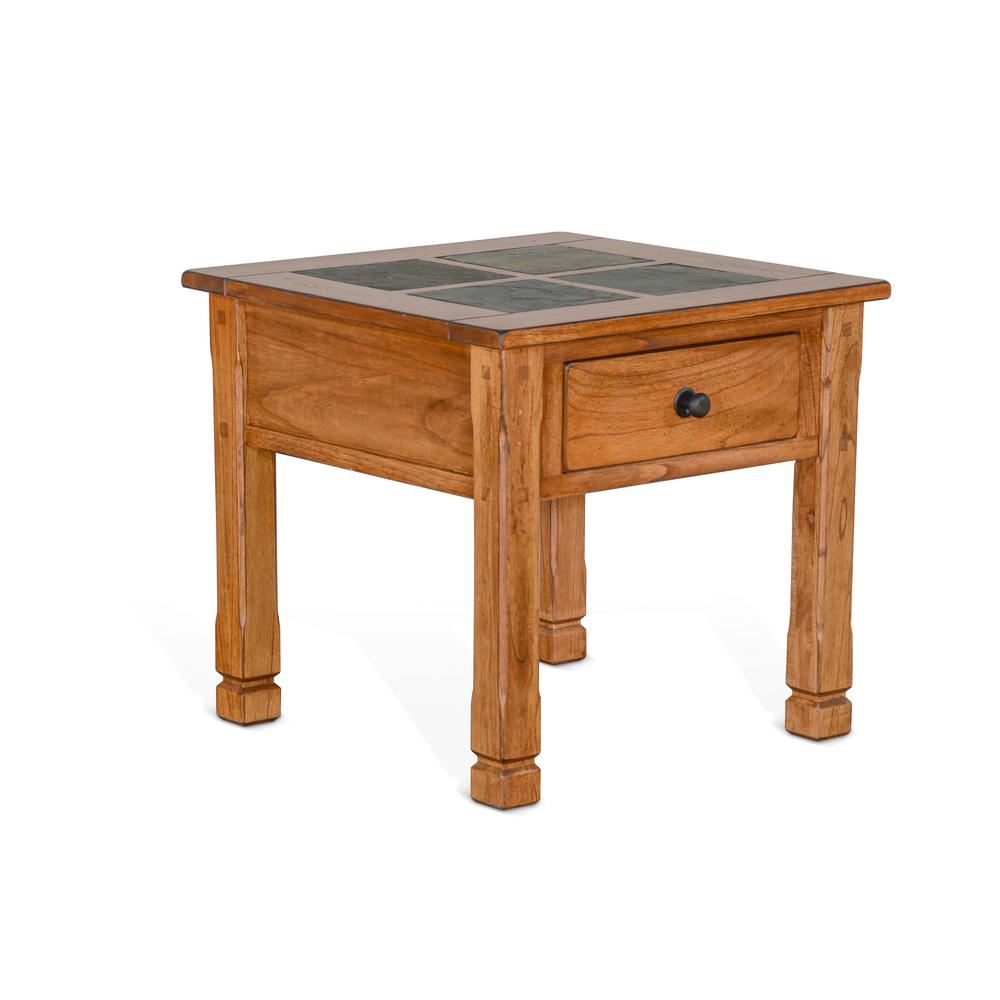 Sunny Designs Sedona 26" Transitional Wood End Table in Rustic Oak. Picture 1