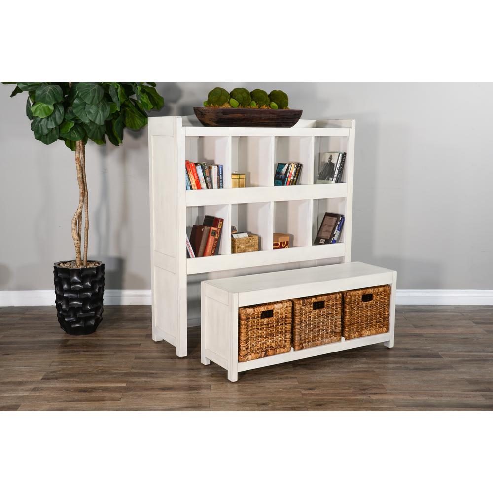 Sunny Designs 57" Modern Wood Storage Bookcase and Bench in Marble White. Picture 5