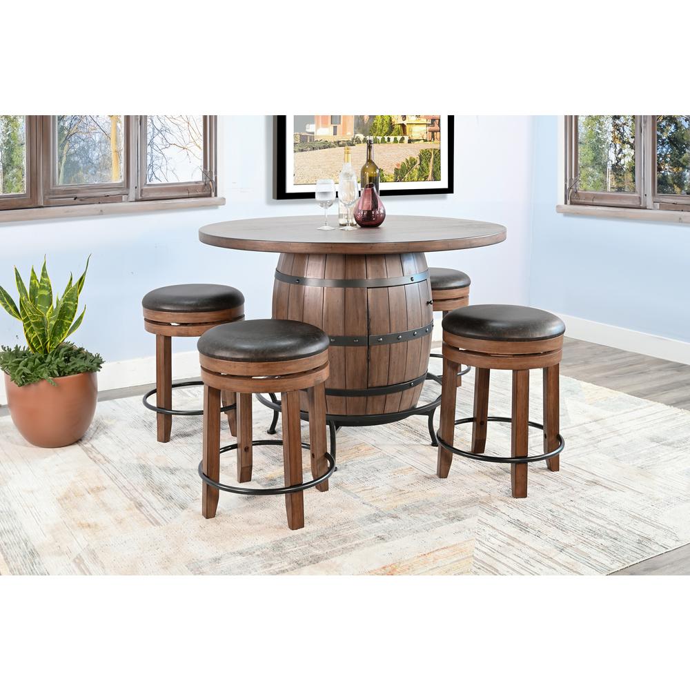 Sunny Designs Round Pub Table with Wine Barrel Base. Picture 2