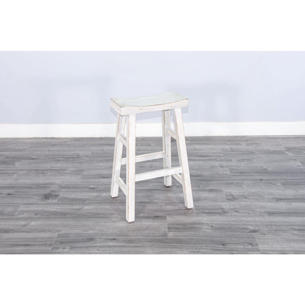 Sunny Designs White Sand Bar Saddle Seat Stool, Wood Seat. Picture 3