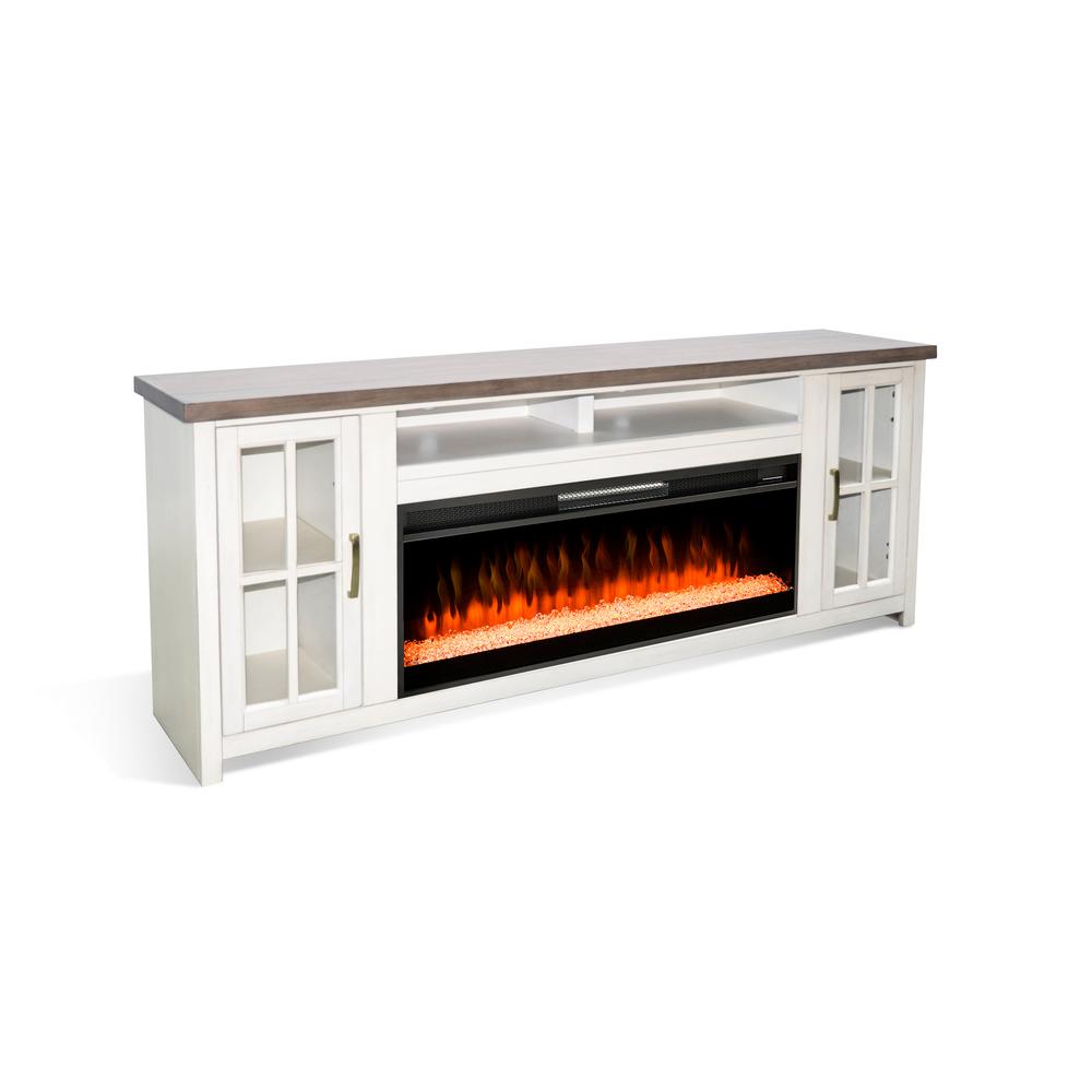 Sunny Designs 76" Media Console with Electric Fireplace. Picture 1