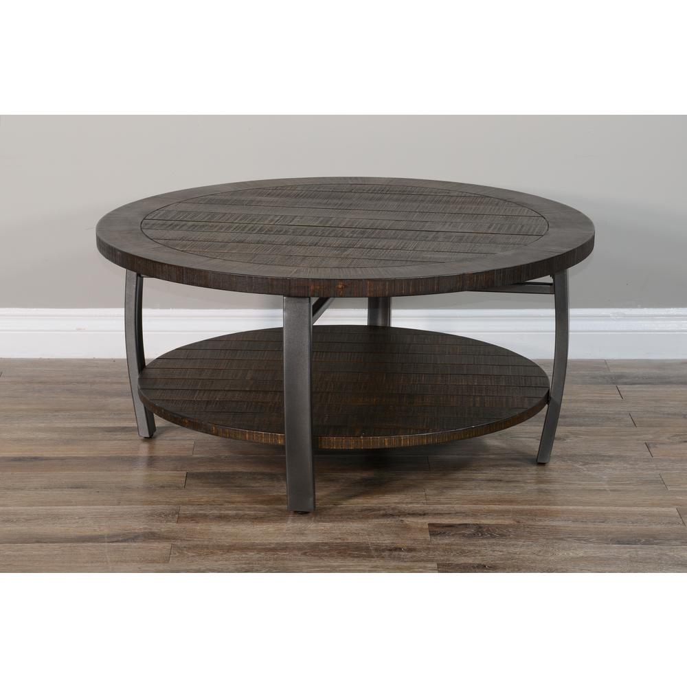 Sunny Designs Homestead 38" Mahogany Wood & Metal Coffee Table in Tobacco Leaf. Picture 4
