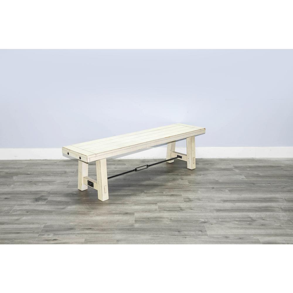 Sunny Designs 64" White Sand Bench with Turnbuckle, Wood Seat. Picture 3