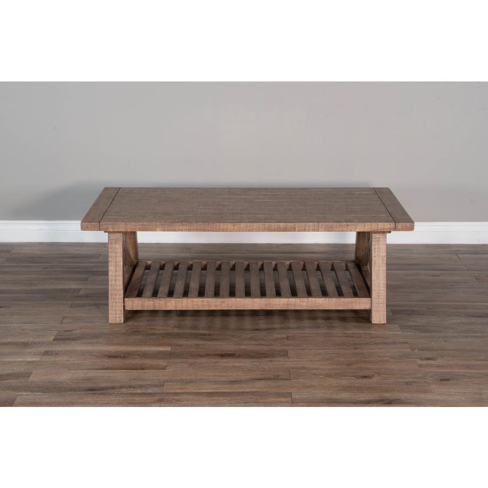 Sunny Designs Vivian 52" Farmhouse Mahogany Wood Coffee Table in Light Brown. Picture 3