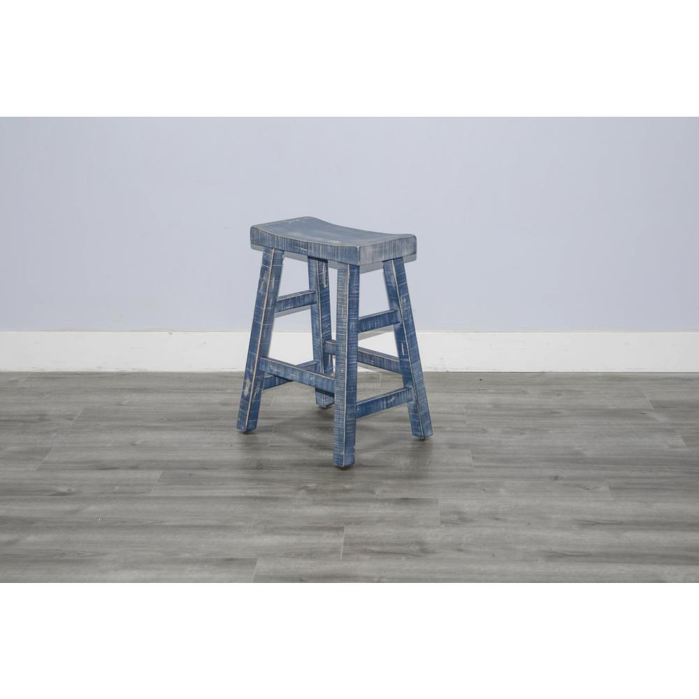 Sunny Designs Ocean Blue Counter Saddle Seat Stool, Wood Seat. Picture 3