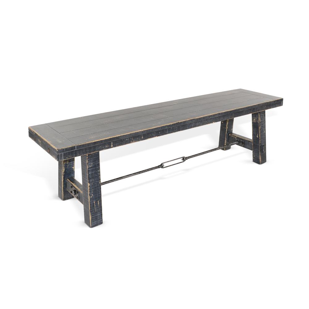 Sunny Designs 64" Black Sand Bench with Turnbuckle, Wood Seat. Picture 1