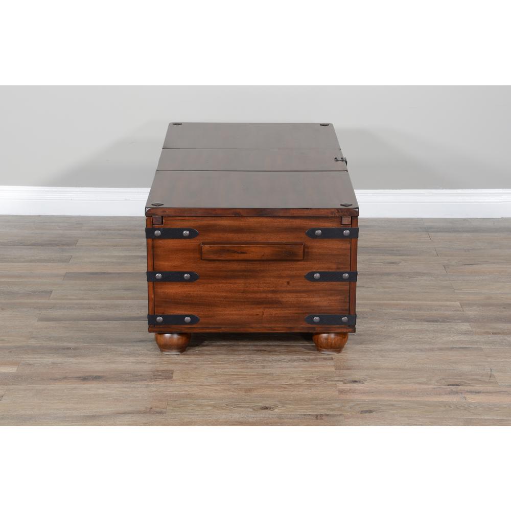 Sunny Designs Santa Fe 48" Traditional Wood Trunk Coffee Table in Dark Chocolate. Picture 7
