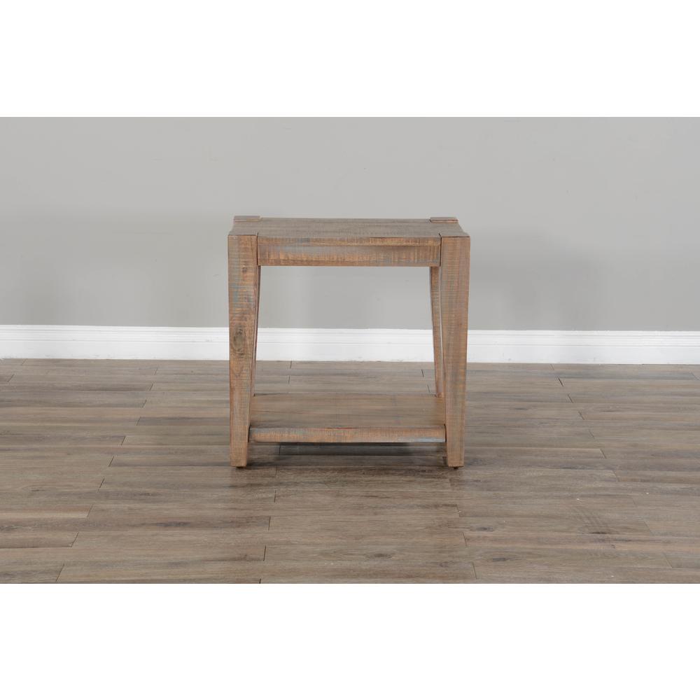 Sunny Designs 25" Modern Mindi Wood Chair Side Table in Weathered Brown. Picture 4