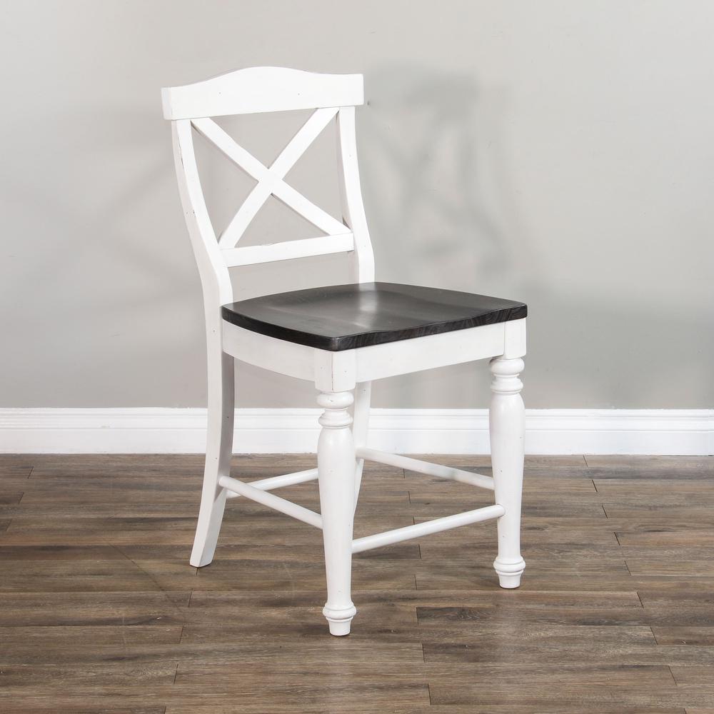 Sunny Designs Counter Carriage House Crossback Barstool, Wood Seat. Picture 4