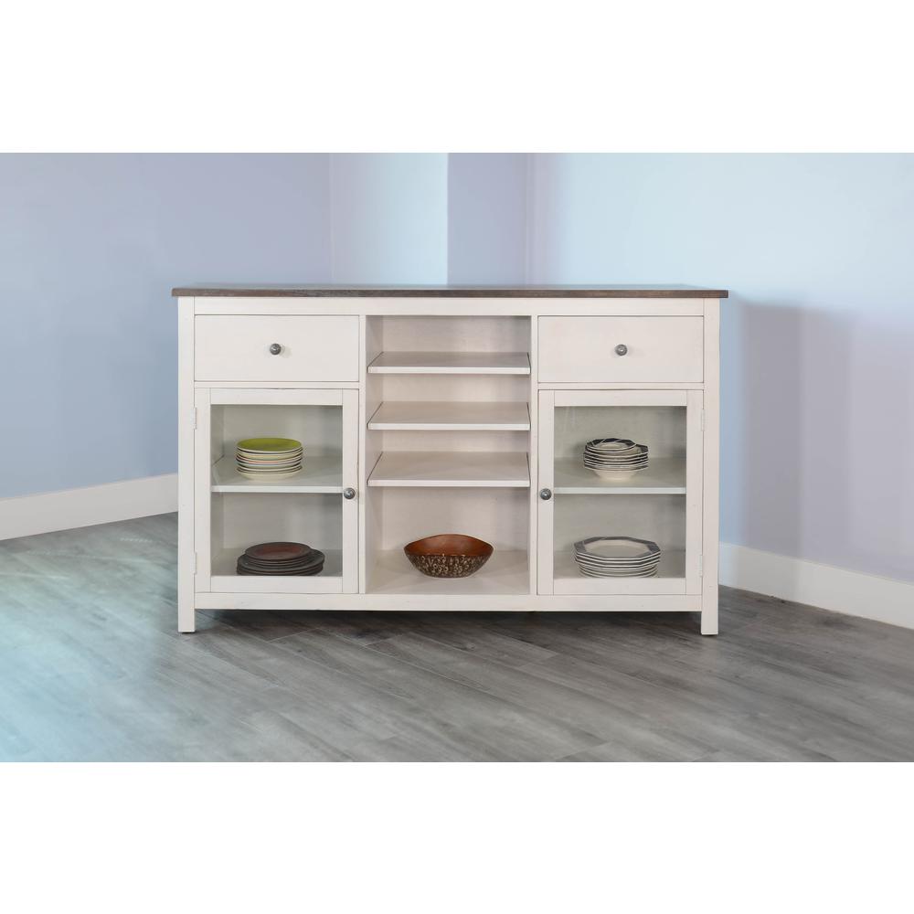 Sunny Designs Wood White Buffet with Drawers. Picture 5