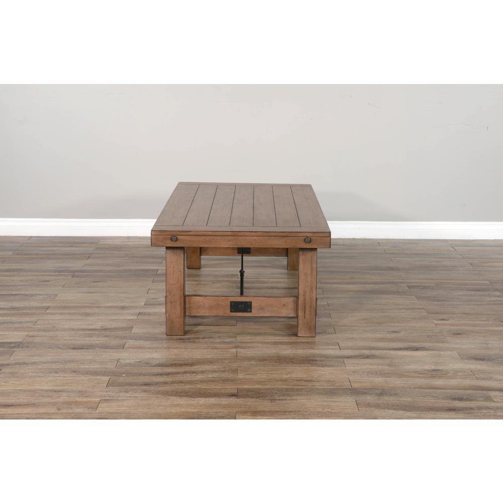 Sunny Designs Doe Valley 52" Farmhouse Wood Coffee Table in Taupe Brown. Picture 3