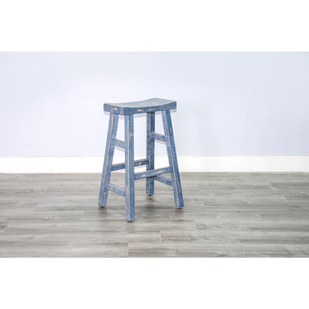 Sunny Designs Ocean Blue Bar Saddle Seat Stool, Wood Seat. Picture 3