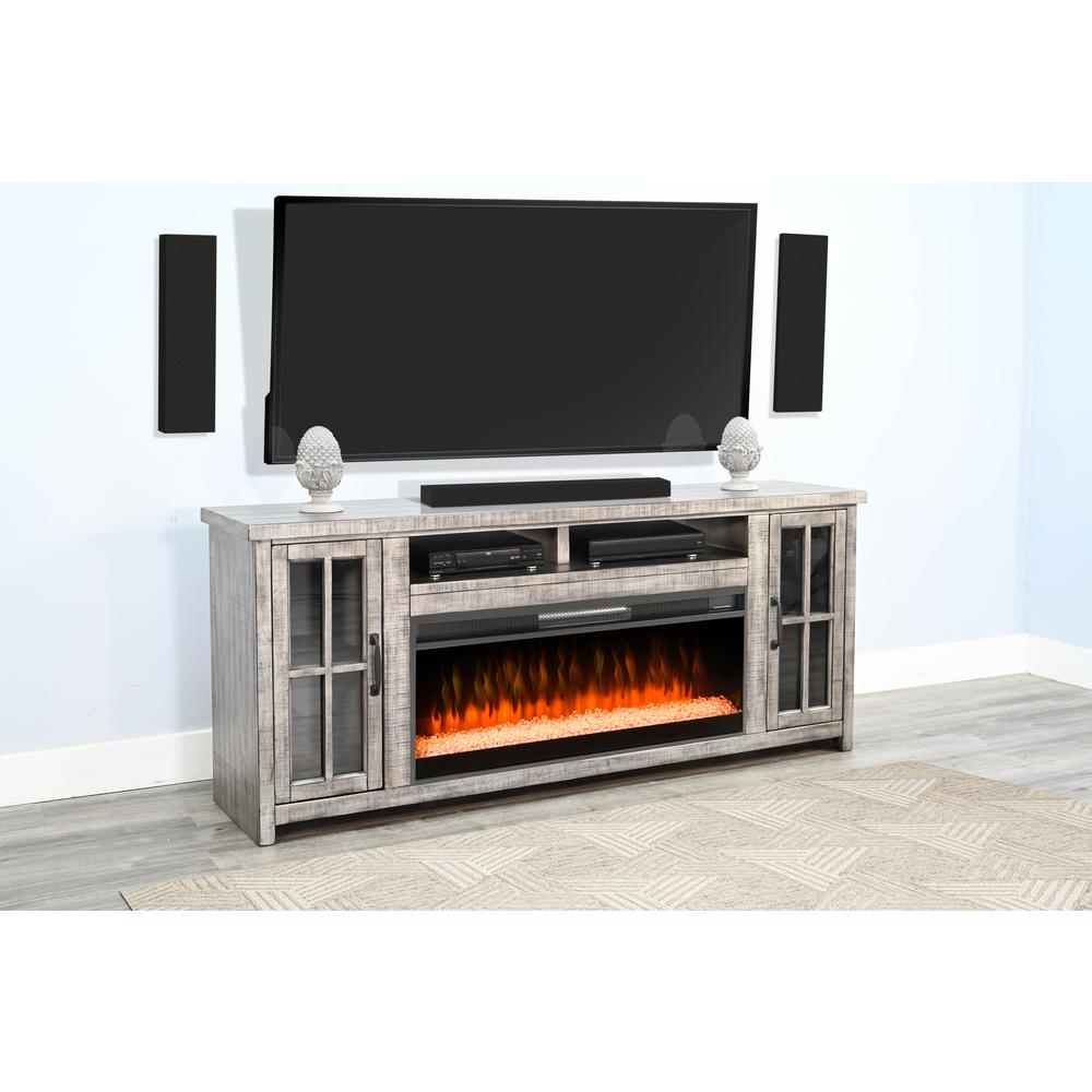 Sunny Designs 76" Media Console with Electric Fireplace. Picture 2