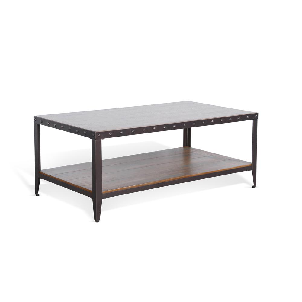 Sunny Designs San Diego Metal & Solid Wood Coffee Table in Brown. Picture 1