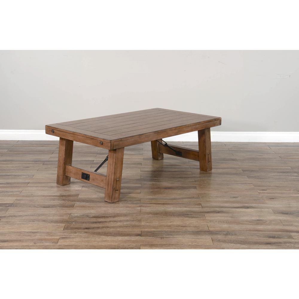 Sunny Designs Doe Valley 52" Farmhouse Wood Coffee Table in Taupe Brown. Picture 4