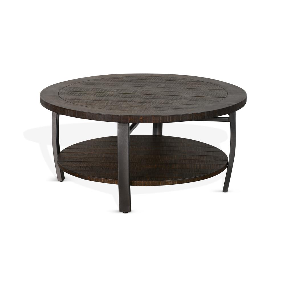 Sunny Designs Homestead 38" Mahogany Wood & Metal Coffee Table in Tobacco Leaf. Picture 1