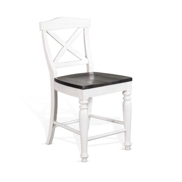 Sunny Designs Counter Carriage House Crossback Barstool, Wood Seat. Picture 1