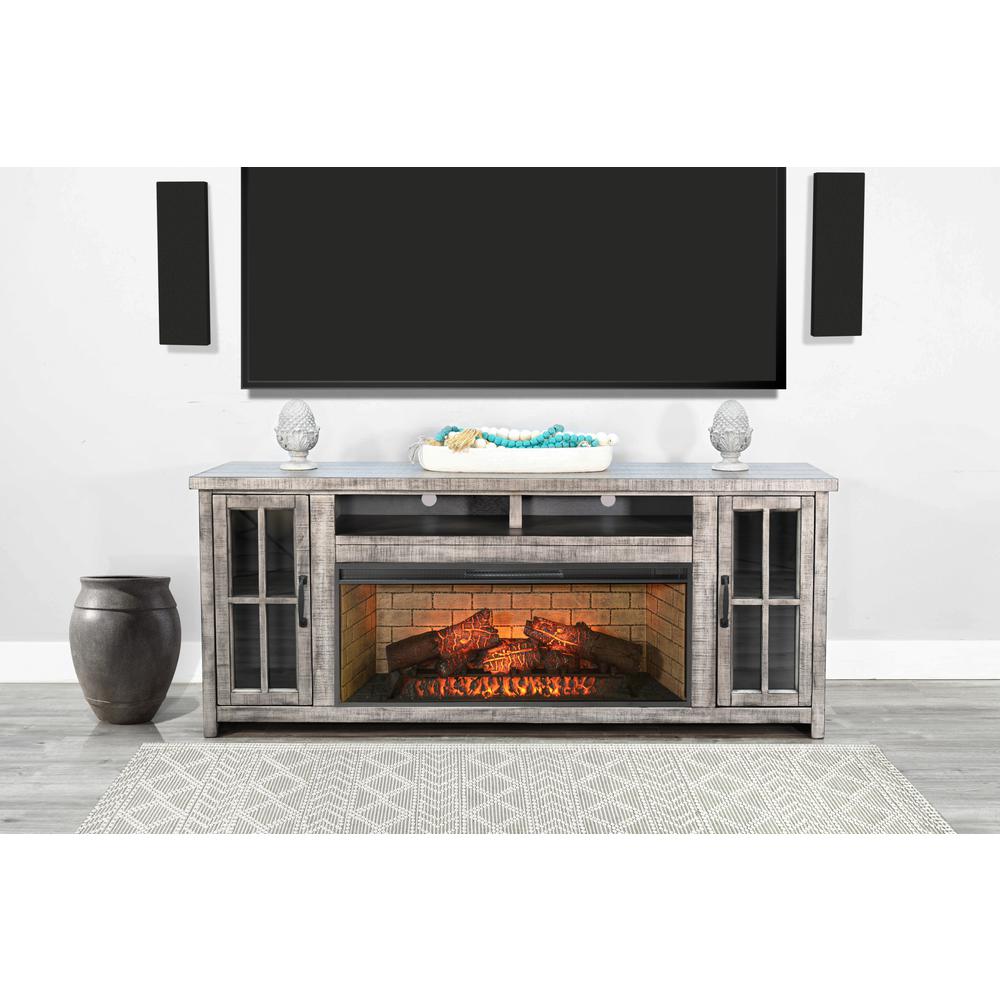 Sunny Designs 76" Media Console with Electric Fireplace. Picture 3