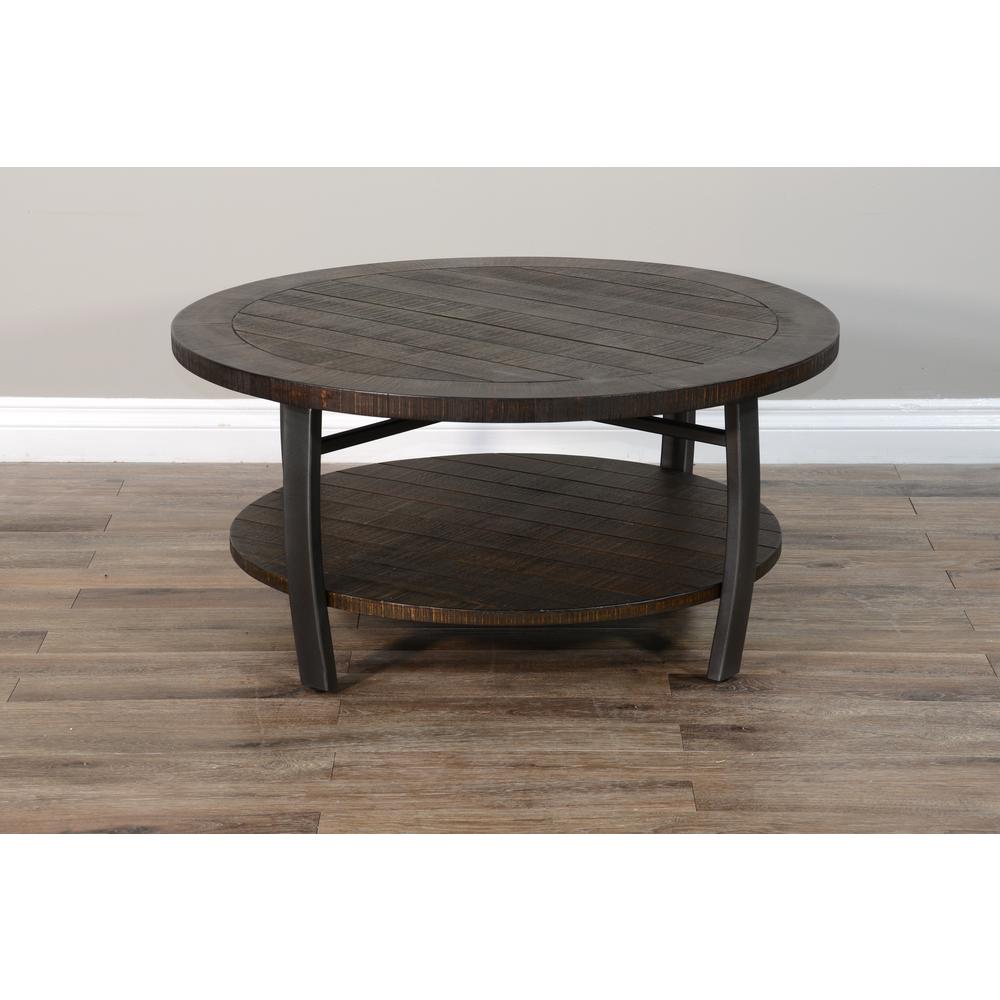 Sunny Designs Homestead 38" Mahogany Wood & Metal Coffee Table in Tobacco Leaf. Picture 2