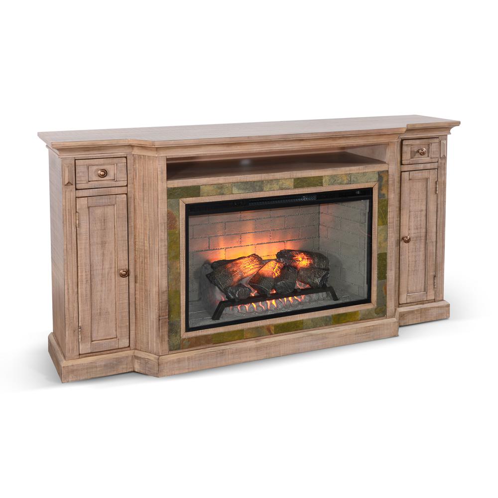 Sunny Designs 72" Media Console with Electric Fireplace. Picture 1