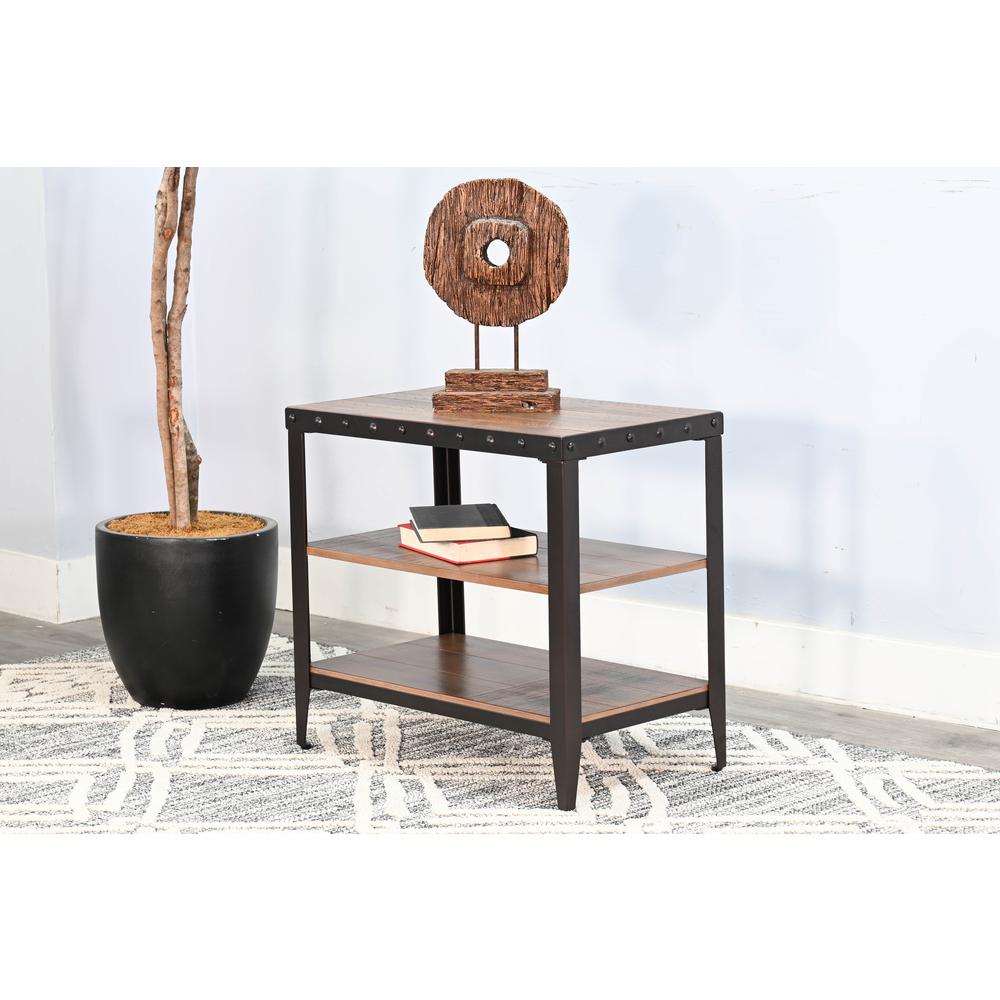 Sunny Designs San Diego Metal & Solid Wood Chair Side Table in Brown. Picture 2