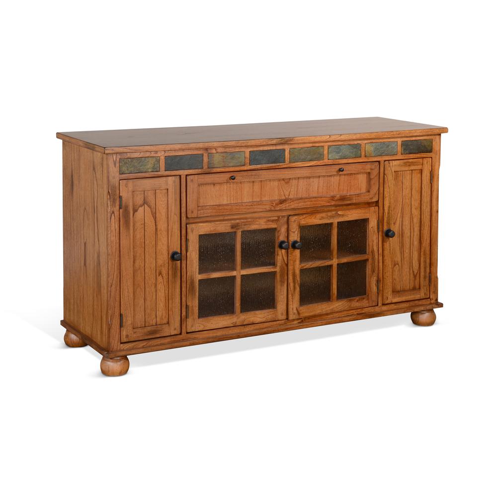 Sunny Designs Sedona Counter Height TV Console for TVs up to 70" in Rustic Oak. Picture 1