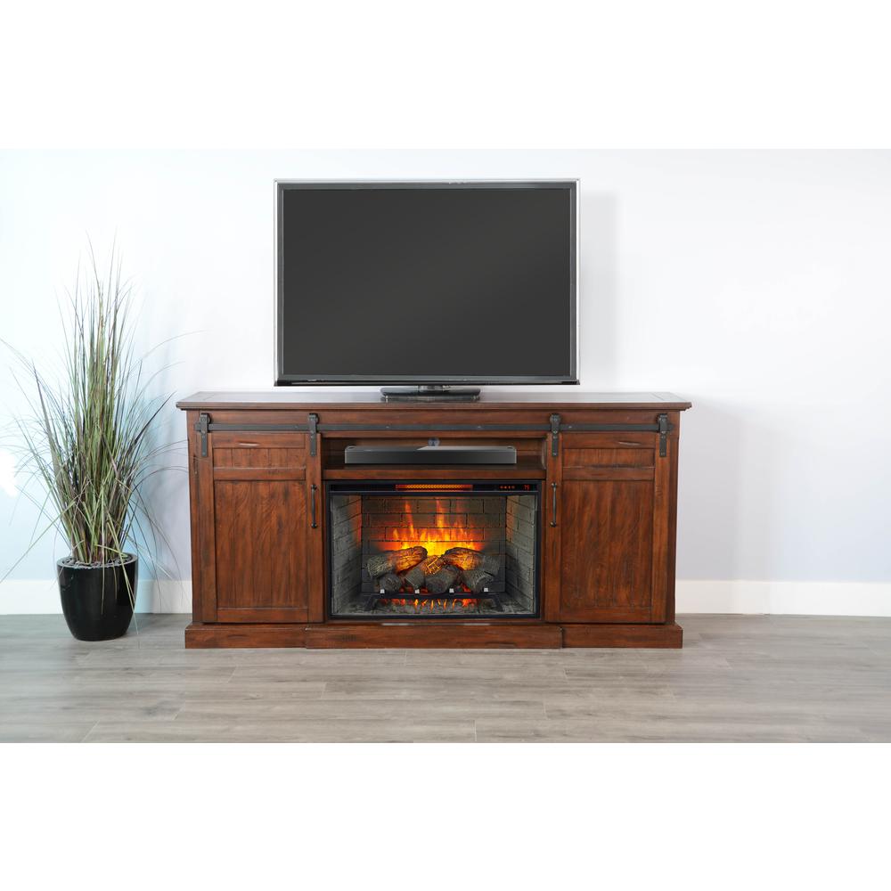 Sunny Designs 78" Barn Door Media Console with Electric Fireplace. Picture 2