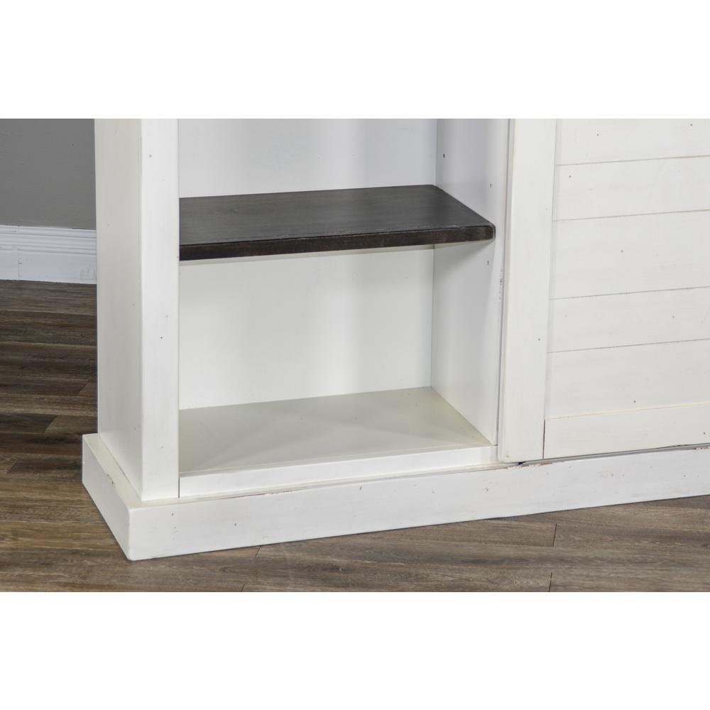 Sunny Designs 66" Adjustable Shelf Barn Door Wood Bookcase in White/Dark Brown. Picture 5