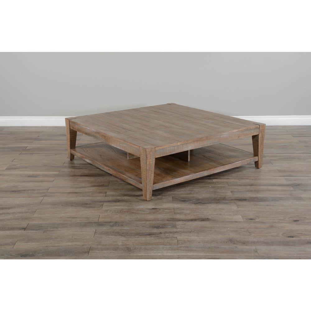 Sunny Designs 48" Modern Mindi Wood Cocktail Table in Weathered Brown. Picture 4
