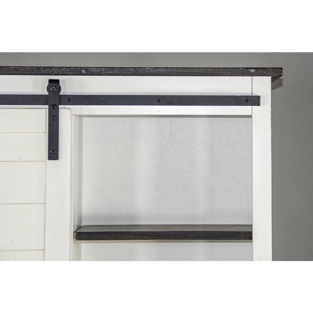 Sunny Designs 66" Adjustable Shelf Barn Door Wood Bookcase in White/Dark Brown. Picture 4