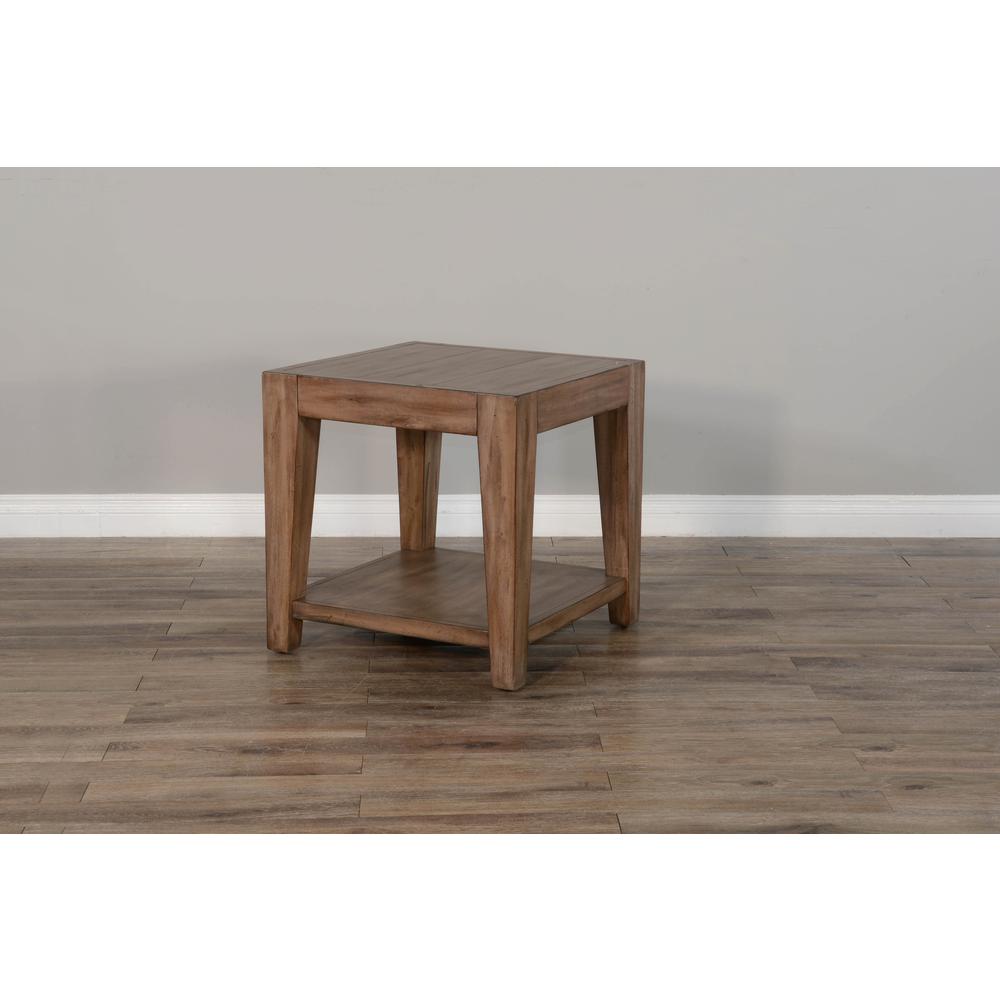 Sunny Designs Doe Valley 24" Mid-Century Wood End Table in Taupe Brown. Picture 2