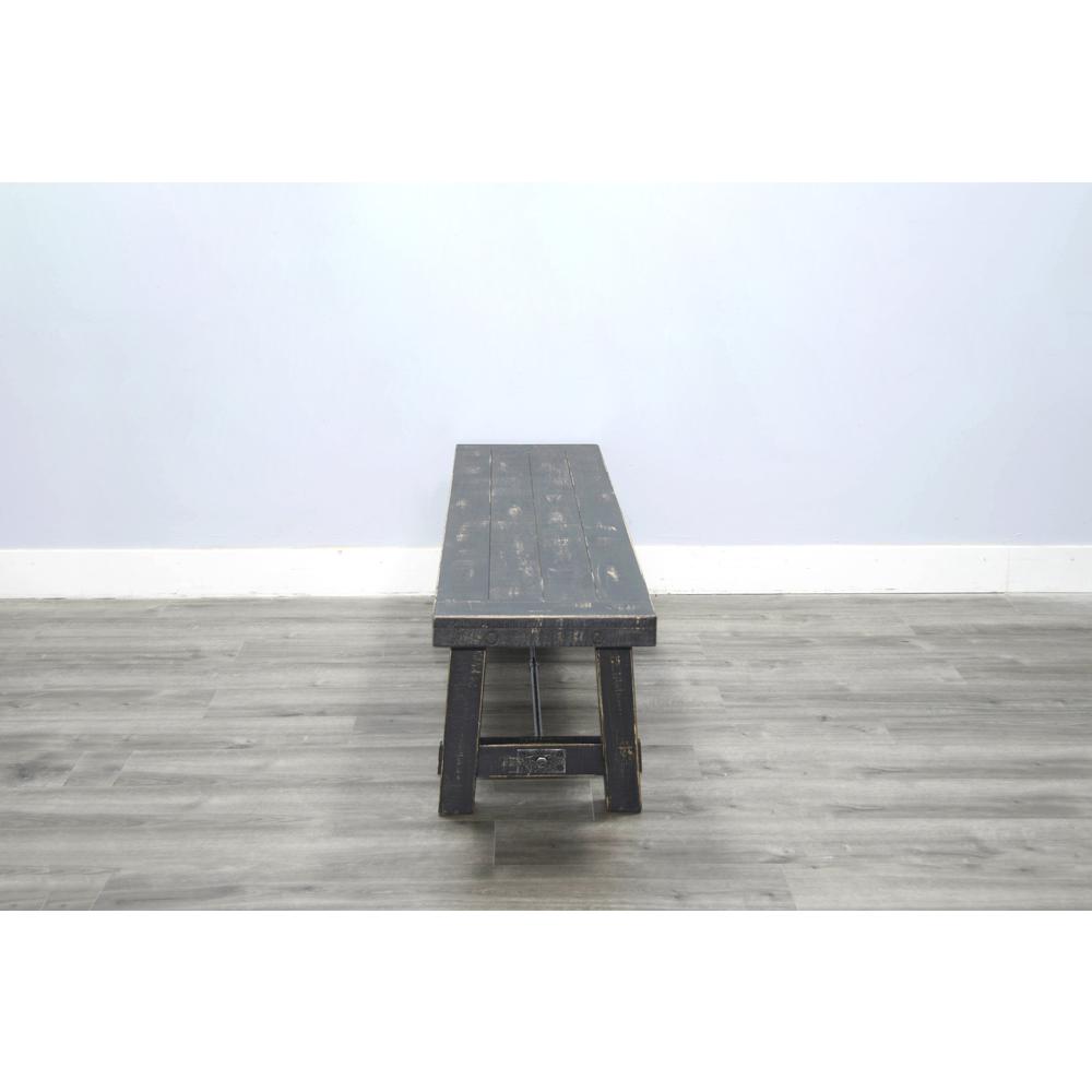 Sunny Designs 64" Black Sand Bench with Turnbuckle, Wood Seat. Picture 4