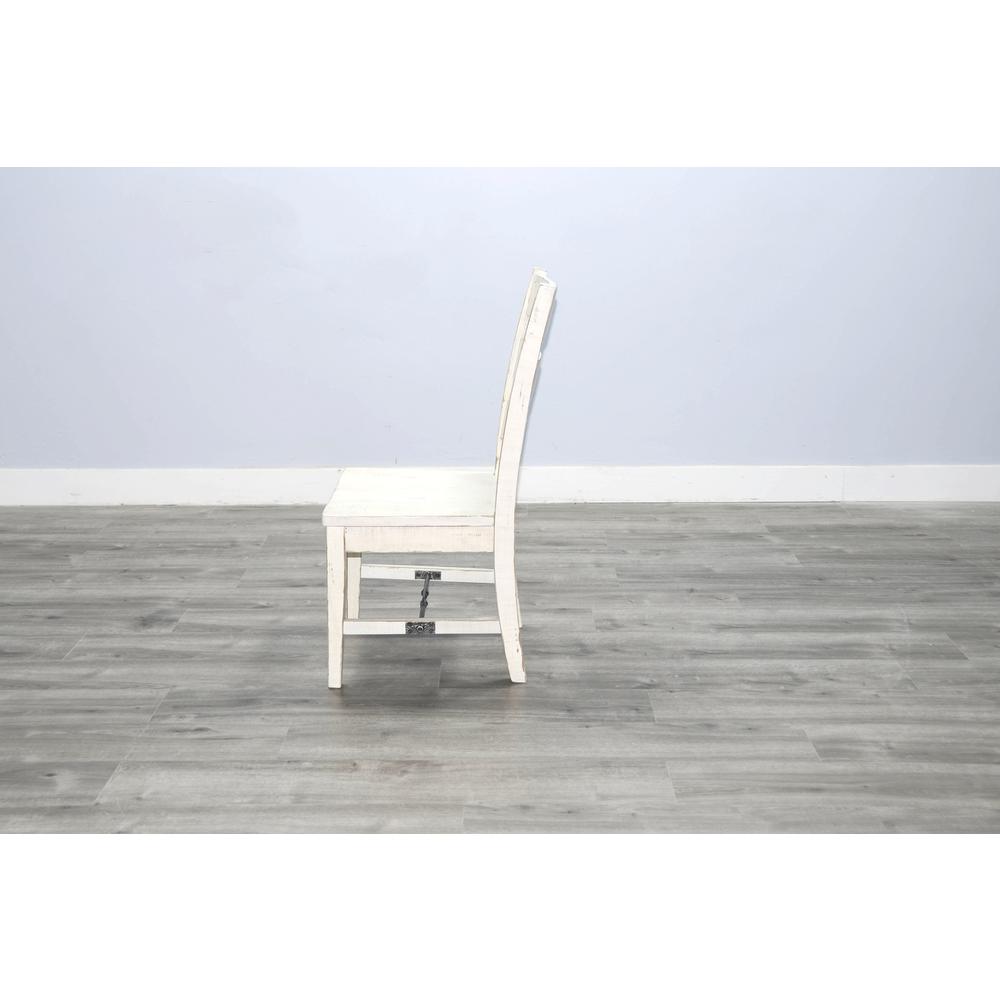 Sunny Designs White Sand Ladderback Chair with Turnbuckle, Wood Seat. Picture 4