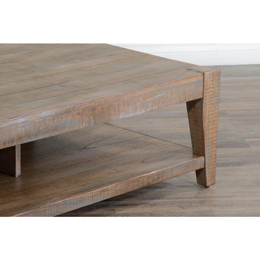 Sunny Designs 48" Modern Mindi Wood Cocktail Table in Weathered Brown. Picture 6