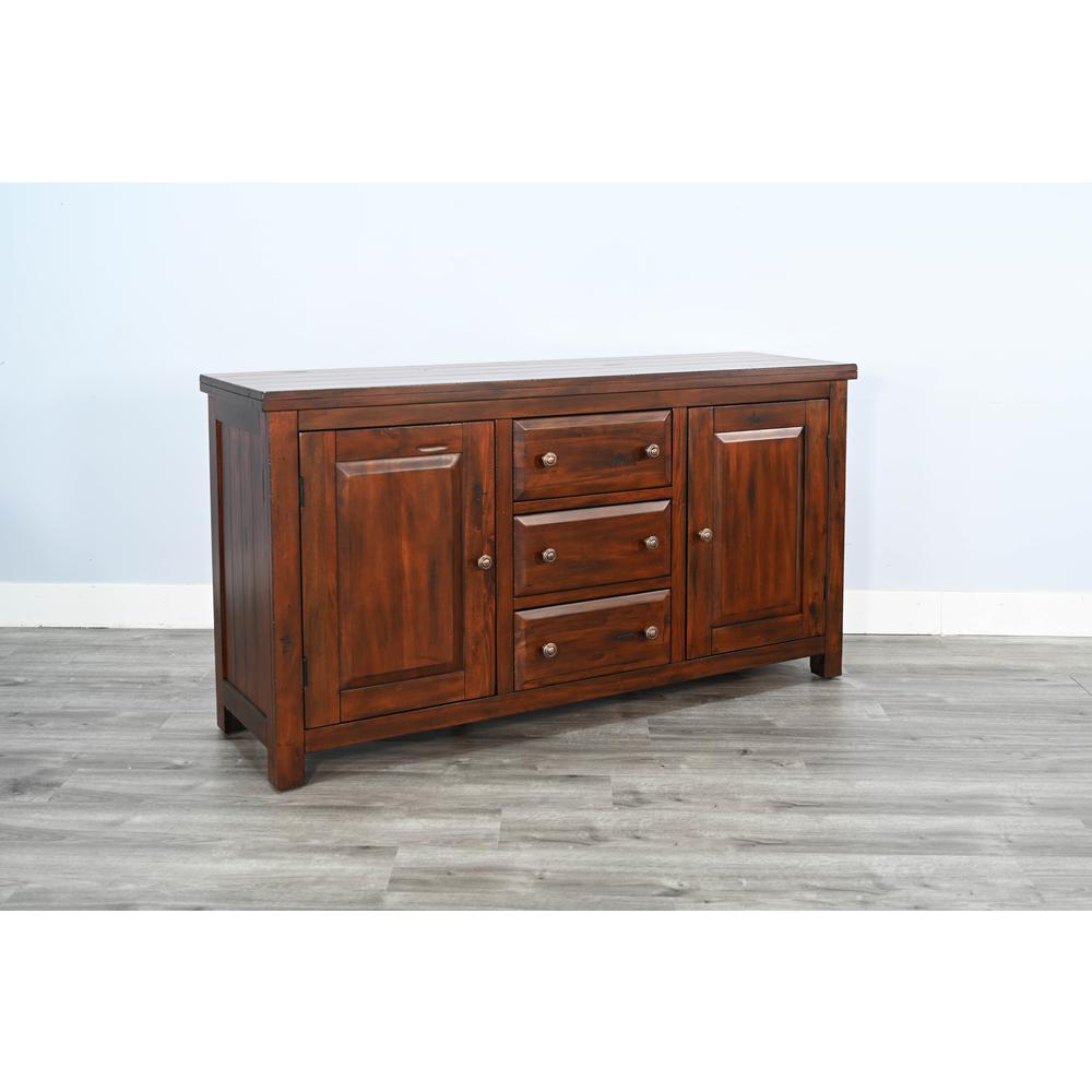 Sunny Designs Tuscany 66" Farmhouse Wood Buffet in Medium Brown. Picture 2