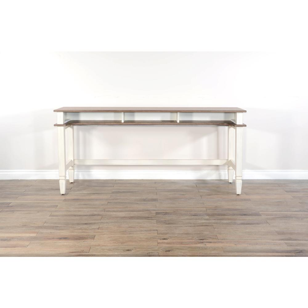 Sunny Designs Pasadena Farmhouse Mahogany Console Table in Off White/Light Brown. Picture 4