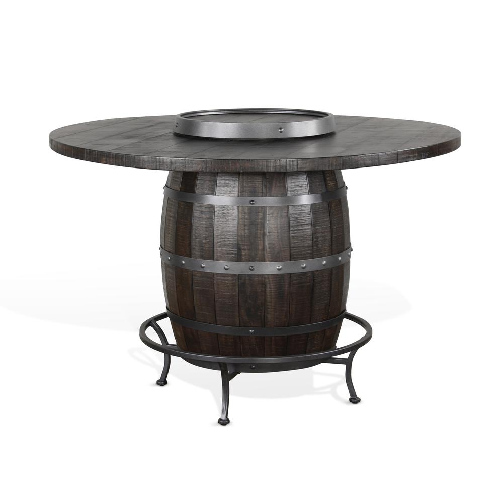 Sunny Designs Round Pub Table with Wine Barrel Base. Picture 1