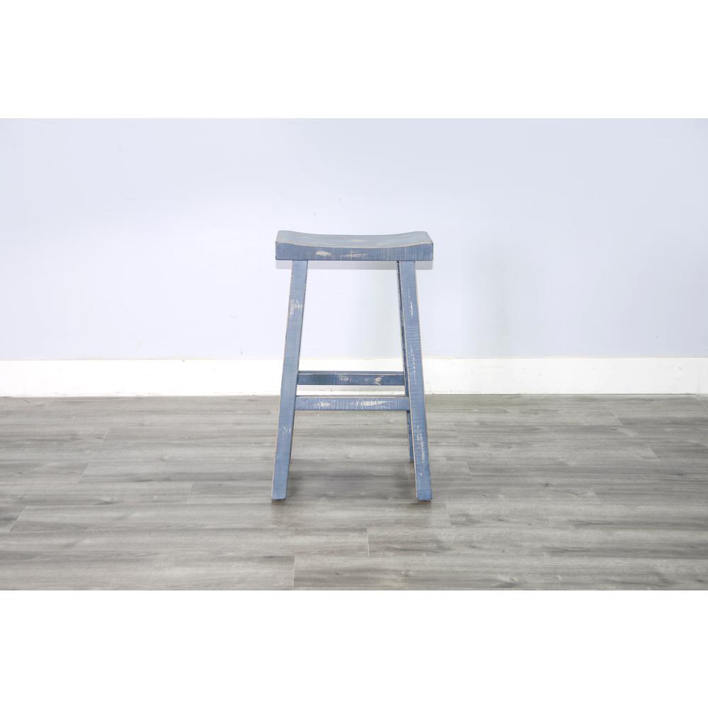 Sunny Designs Ocean Blue Bar Saddle Seat Stool, Wood Seat. Picture 2