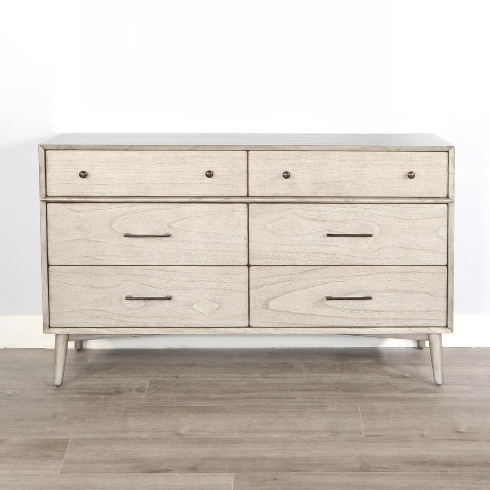 Sunny Designs American Modern 6-Drawer Mindi Wood Dresser in Modern Gray. Picture 1