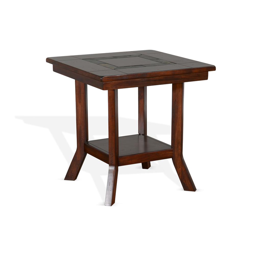 Sunny Designs Santa Fe 25" Mahogany Wood End Table in Dark Chocolate. Picture 1