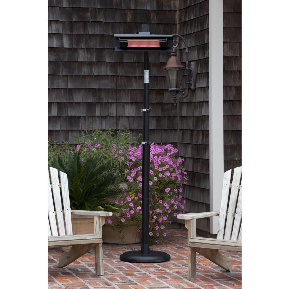 Black Powder Coated Steel Telescoping Offset Pole Mounted Infrared Patio Heater. Picture 2