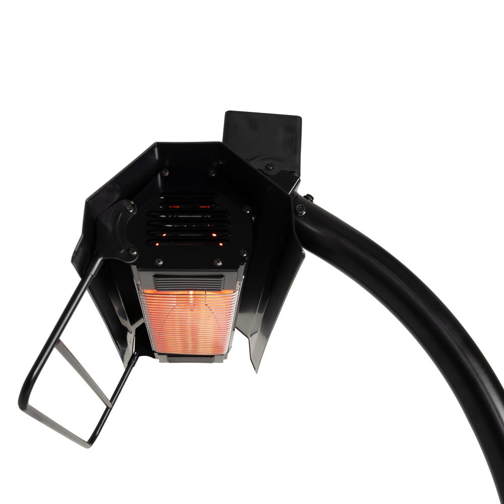 Black Powder Coated Steel Telescoping Offset Pole Mounted Infrared Patio Heater. Picture 4