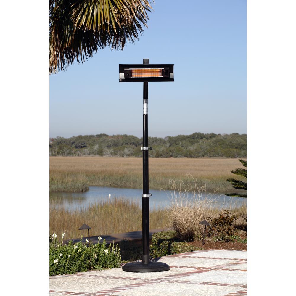 Black Powder Coated Steel Telescoping Offset Pole Mounted Infrared Patio Heater. Picture 9