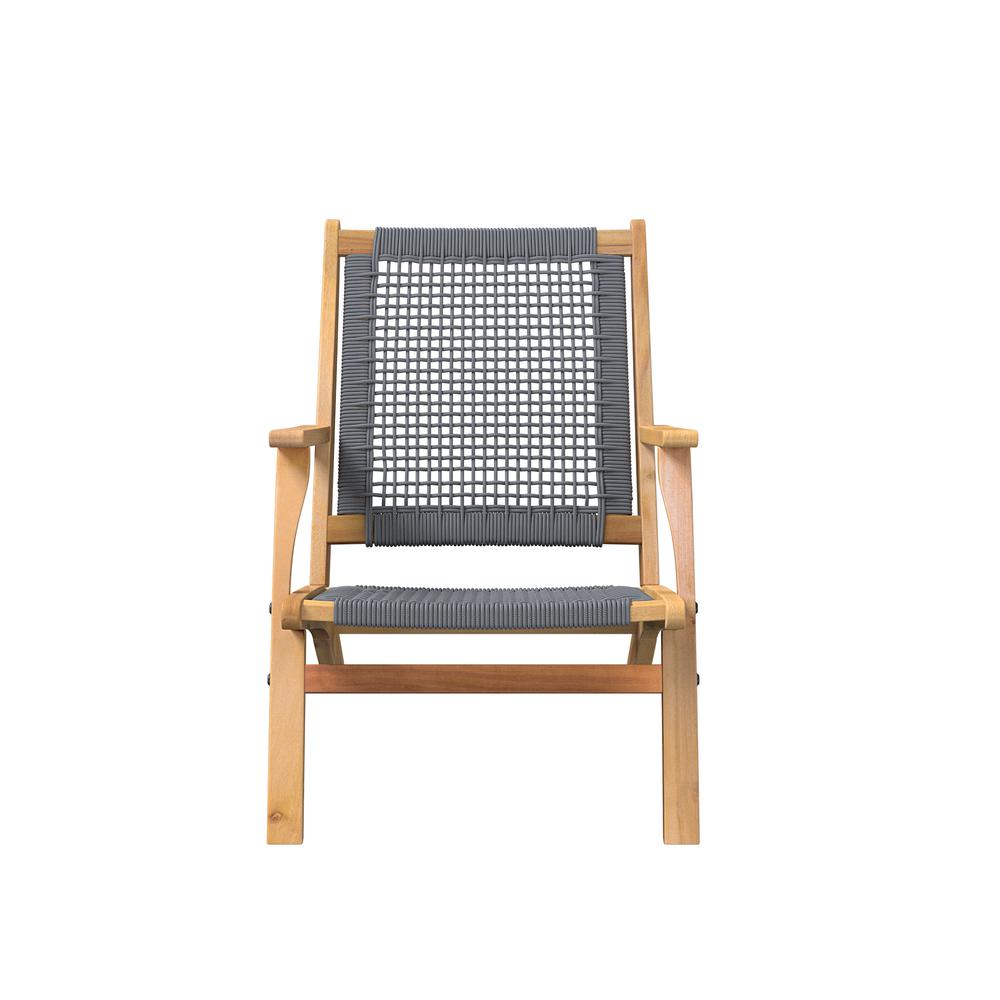 Vega Natural Stain Outdoor Chair in Gray Cording. Picture 2