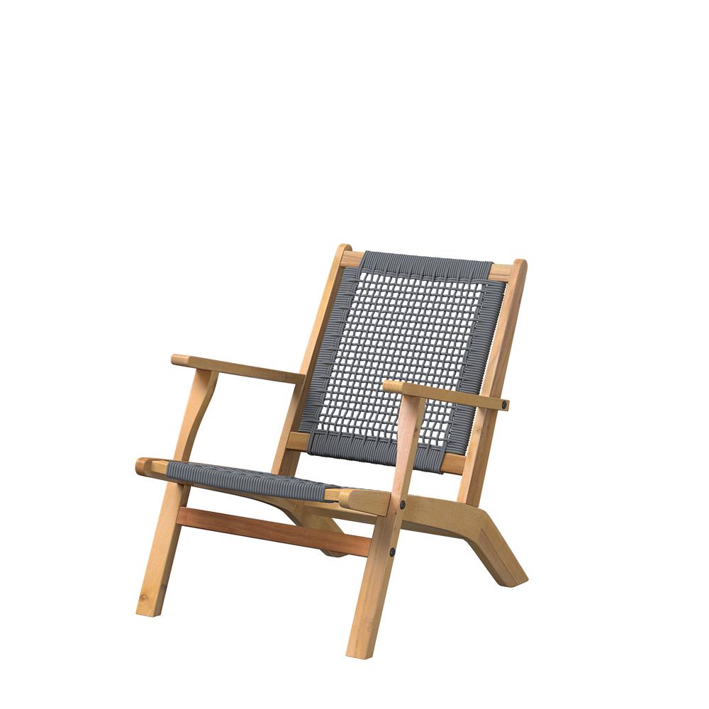 Vega Natural Stain Outdoor Chair in Gray Cording. Picture 3