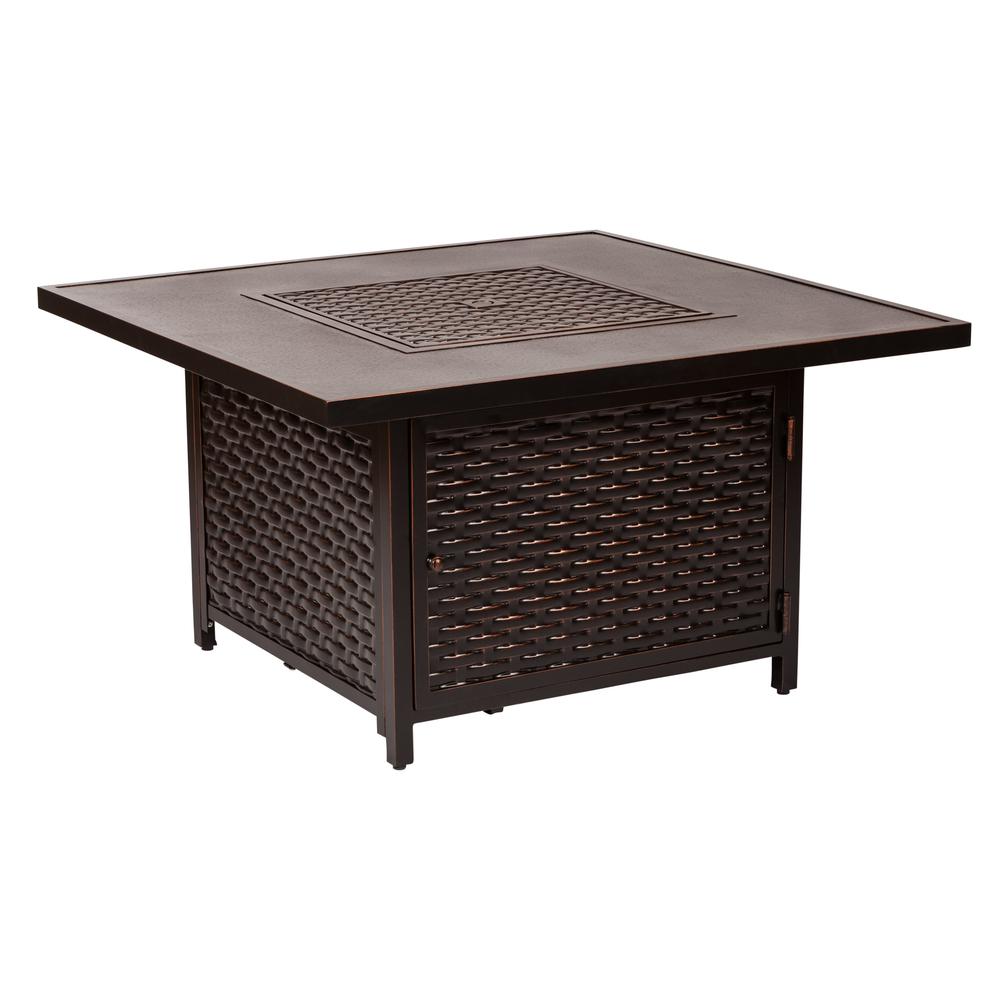 Baker 40" Square Woven Aluminum Convertible Gas Fire Pit Table. Picture 2