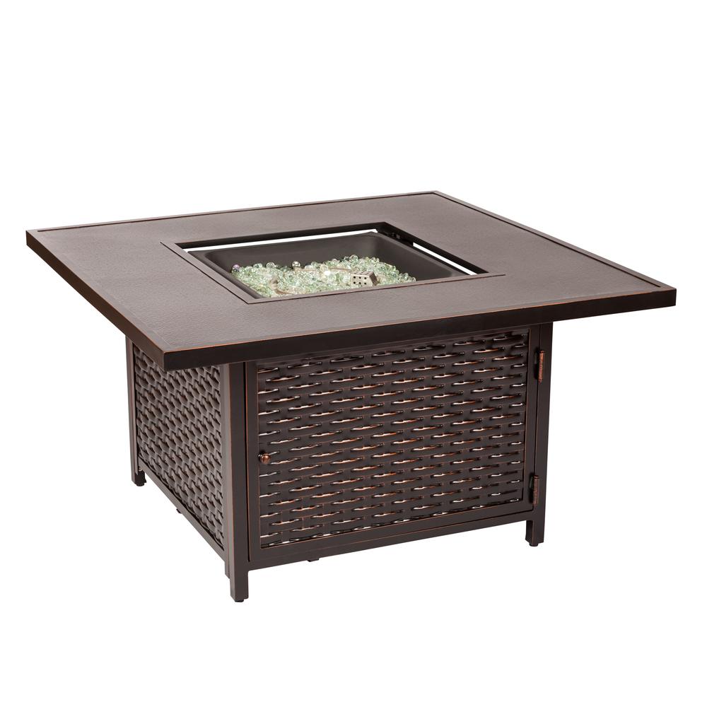 Baker 40" Square Woven Aluminum Convertible Gas Fire Pit Table. Picture 6