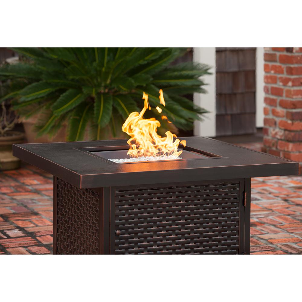 Baker 40" Square Woven Aluminum Convertible Gas Fire Pit Table. Picture 13