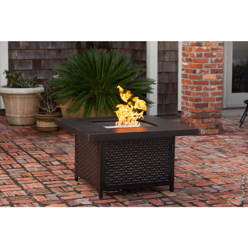 Baker 40" Square Woven Aluminum Convertible Gas Fire Pit Table. Picture 14